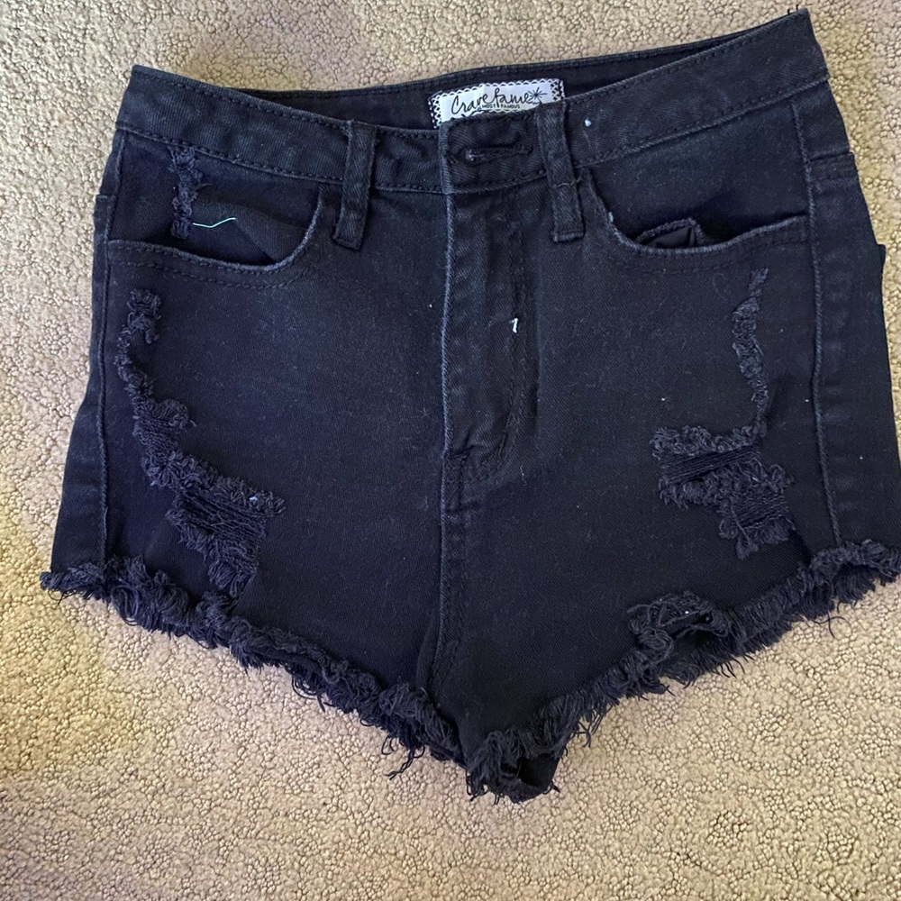 black denim shorts